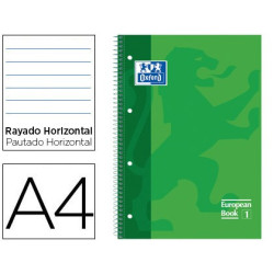 Cuaderno Oxford cubierta extradura verde, tamaño A4 de 1 raya