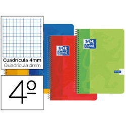 Cuaderno Oxford con tapa de cartoncillo, tamaño A5 de cuadricula de 4 mm colores surtidos