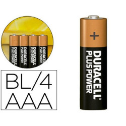  Pilas Duracell alcalinas Plus Power AAA (blister de 4 pilas)