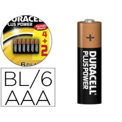  Pilas Duracell alcalinas Plus Power AAA (blister de 4 + 2 pilas)