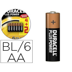  Pilas Duracell alcalinas Plus Power AA (blister de 4 + 2 pilas)
