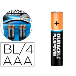  Pilas Duracell alcalinas Ultra Power AAA (blister de 4 pilas)