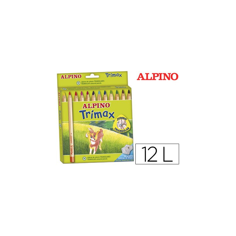  Lápices de colores Alpino Trimax (estuche de 12 colores)