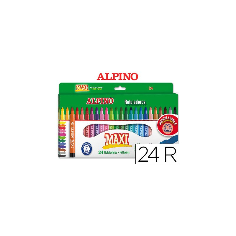 Rotuladores Alpino punta gruesa (estuche de 24 colores)