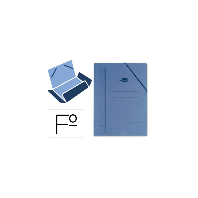 Carpeta de gomas Folio con 3 solapas Azul