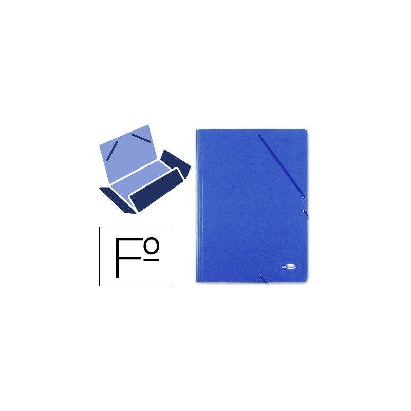  Carpeta de gomas Din  A4 con 3 solapas en cartón color Azul