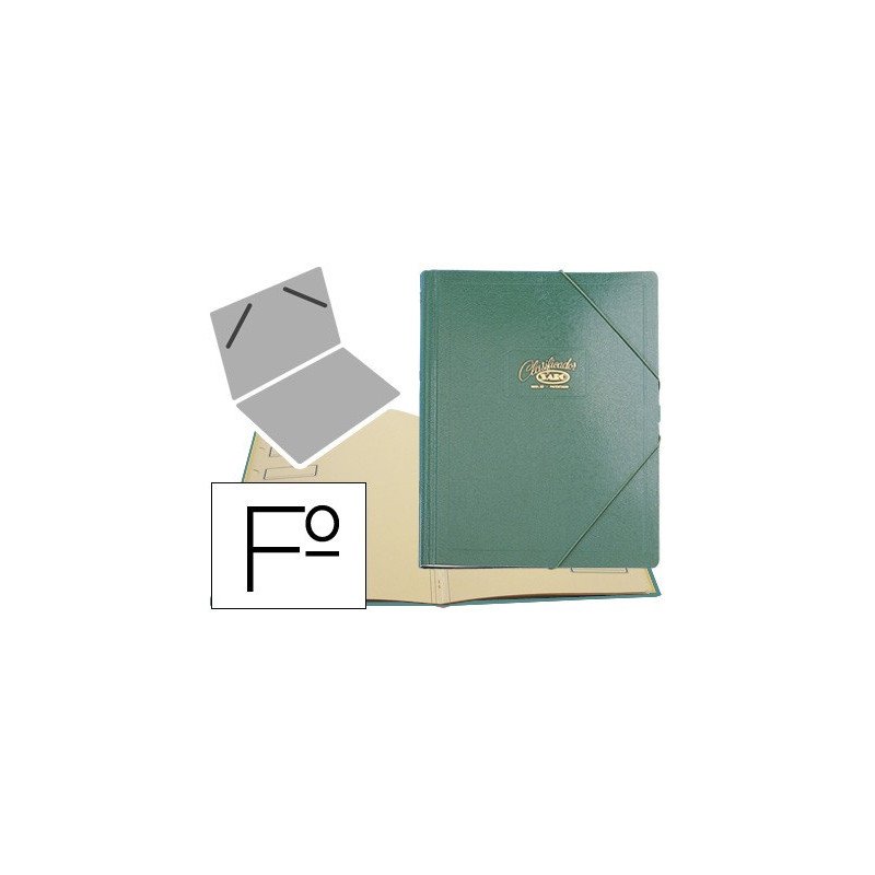 Carpeta clasificadora Saro con 12 departamentos y gomas verde