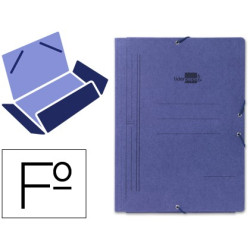 Carpeta de gomas cartón económica en tamaño Folio con 3 solapas Azul