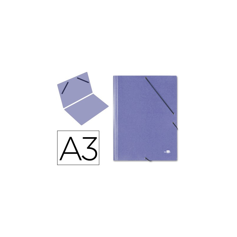 Carpeta de gomas sencilla A3 en cartón compacto azul