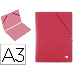 Carpeta de gomas sencilla A3 en cartón compacto rojo