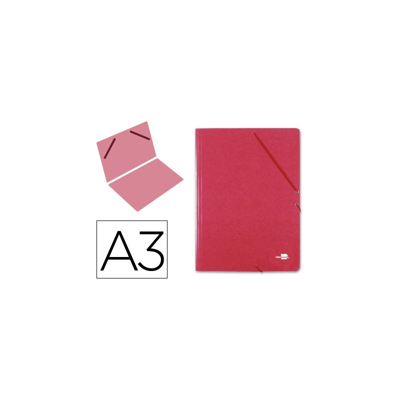 Carpeta de gomas sencilla A3 en cartón compacto rojo