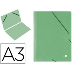 Carpeta de gomas sencilla A3 en cartón compacto verde