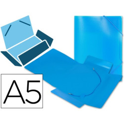 Carpeta de gomas A-5 polipropileno azul translúcido