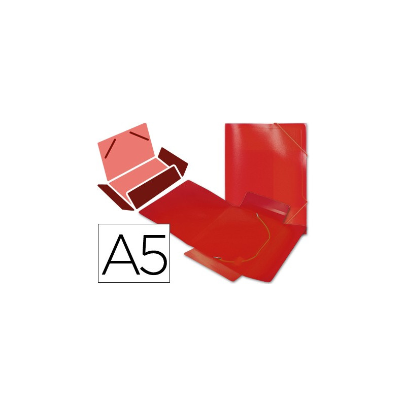 Carpeta de gomas A-5 polipropileno rojo translúcido
