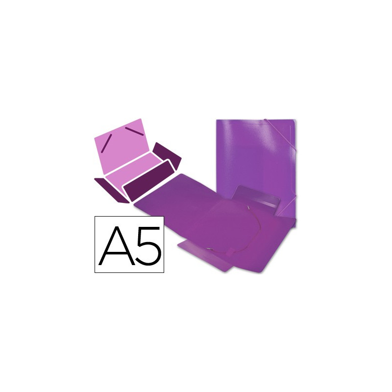 Carpeta de gomas A-5 polipropileno violeta translúcido