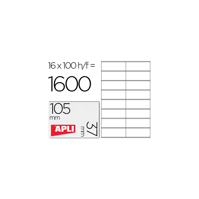 Caja Etiquetas APLI 105 x 37 mm. 100 hojas