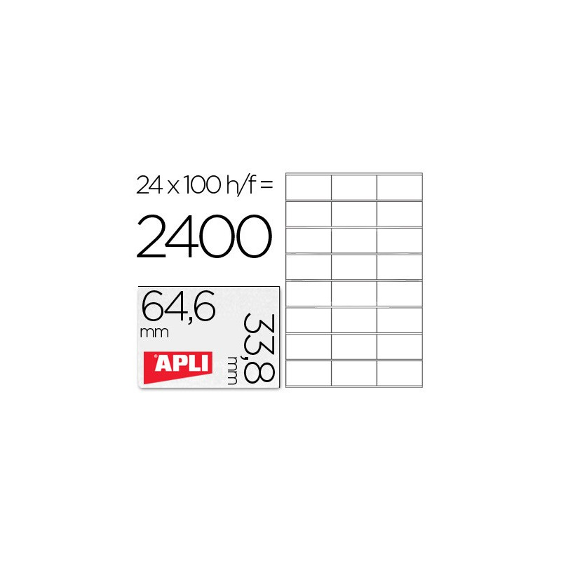 Caja Etiquetas APLI 64.6 x 33.8 mm. 100 hojas