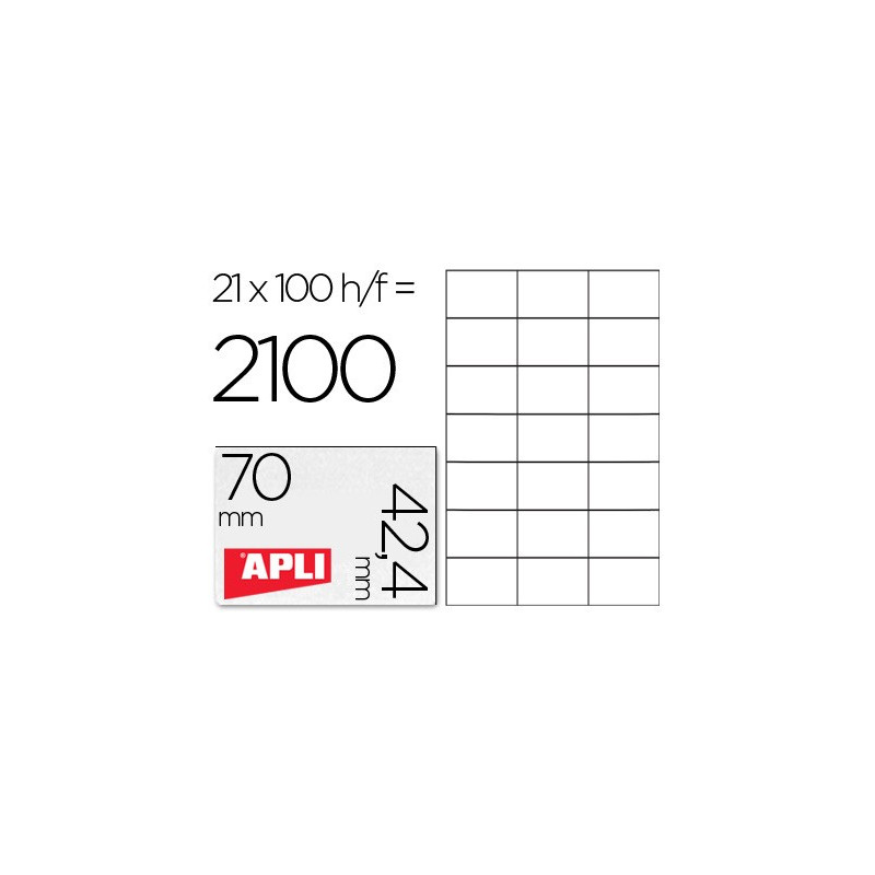 Caja Etiquetas APLI 70 x 42.4 mm. 100 hojas