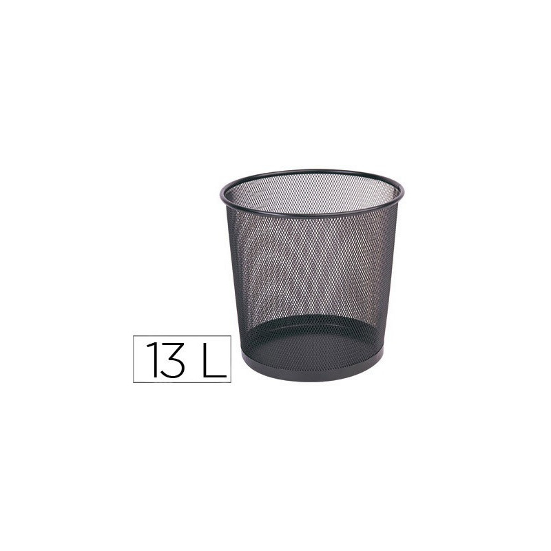 Papelera de oficina de rejilla metálica en color negro de 13 litros