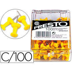 Caja de 100 agujas de señalización (Push pins) en color amarillo