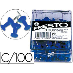 Caja de 100 agujas de señalización (Push pins) en color azul