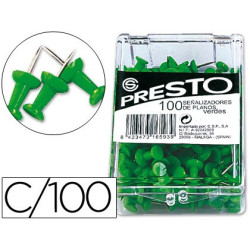 Caja de 100 agujas de señalización (Push pins) en color verde