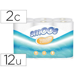 Papel higiénico doméstico 2 capas AMOOS (Pack de 12 rollos)