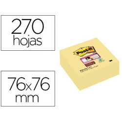 Cubo de notas POST-IT Super Sticky de 76 x 76 mm. (270 Hojas)