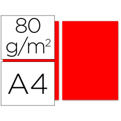  Papel A-4 de  80 grs. color rojo (100 hojas)