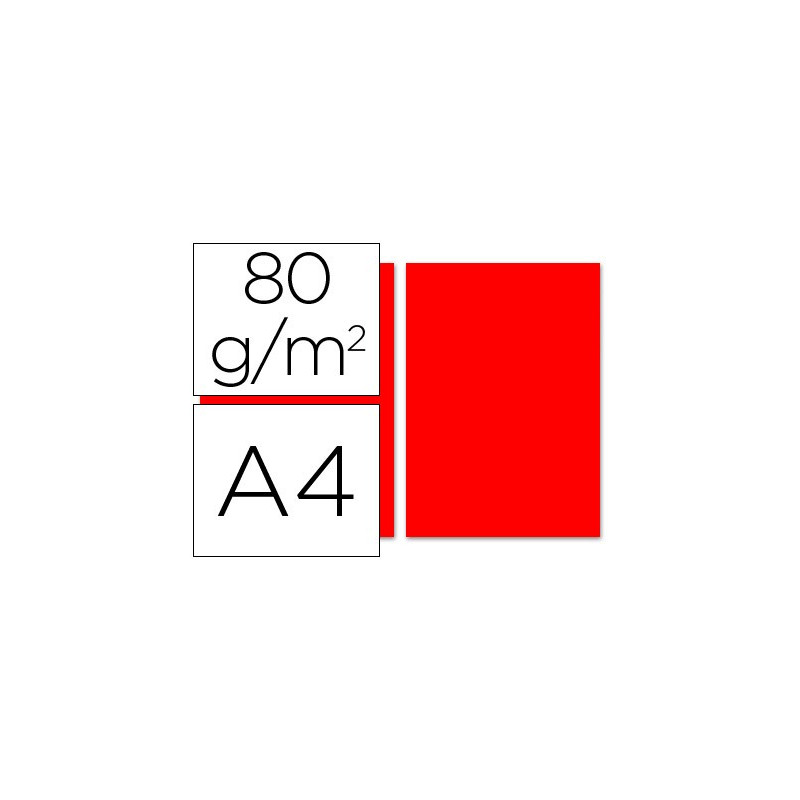 Papel A-4 de  80 grs. color rojo (100 hojas)