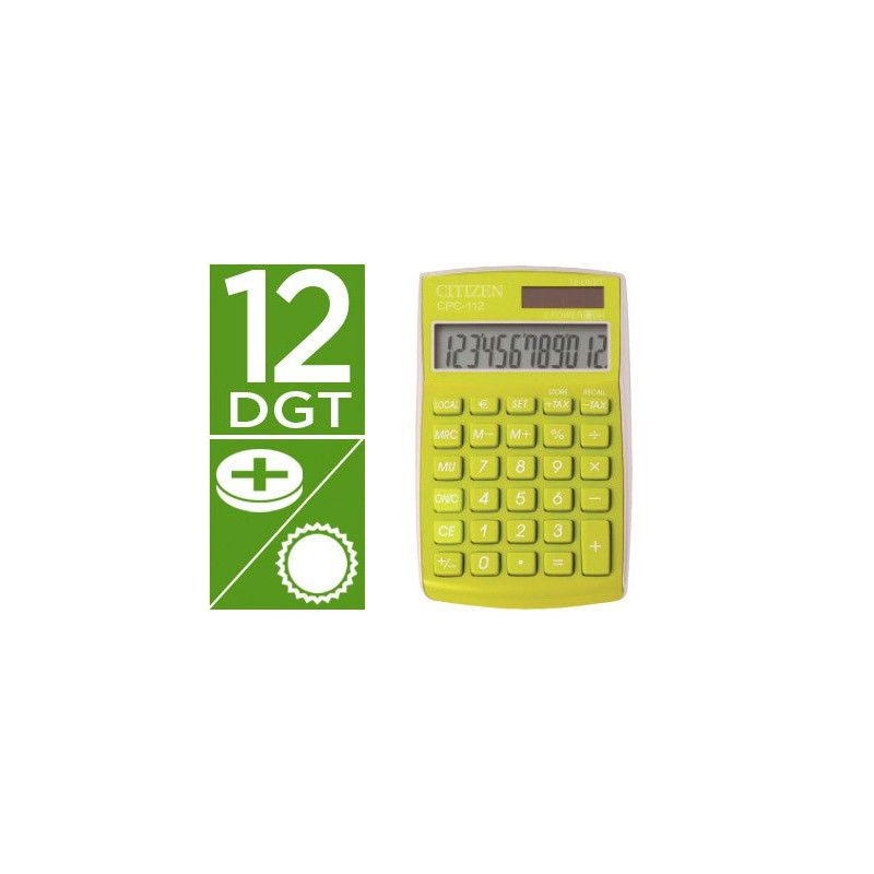 Calculadora de bolsillo Citizen CPC-112 color verde