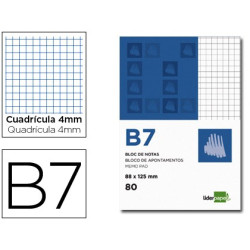 Block de notas B7 con tapa y hojas cuadriculadas