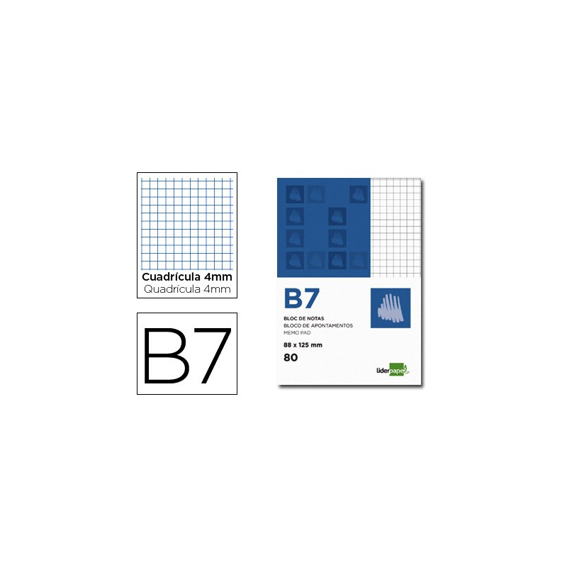 Block de notas B7 con tapa y hojas cuadriculadas