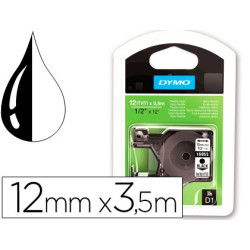 Cinta DYMO D1 nylon flexible cinta blanca letra negra 12 mm 3.5 m