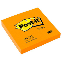  Taco de notas Post-it de 76 x 76 mm. en color naranja NEÓN