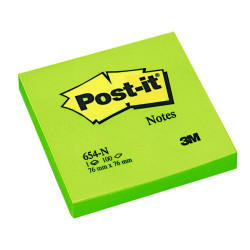 Taco de notas Post-it de 76 x 76 mm. en color verde NEÓN