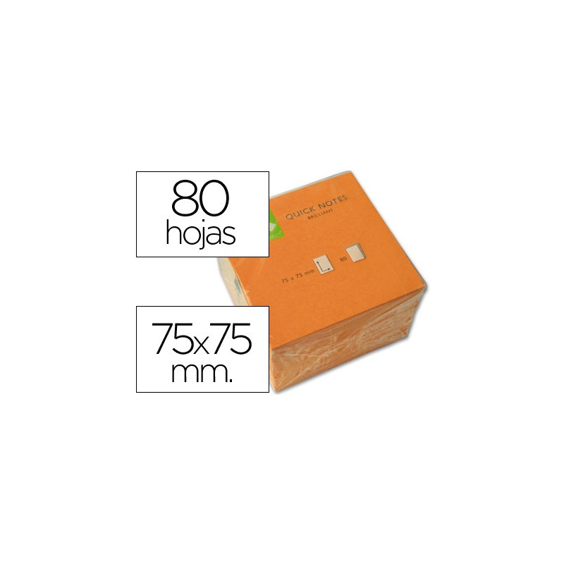  Taco de notas adhesivas de quita y pon de 76 x 76 mm. color naranja neón