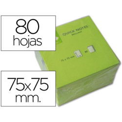  Taco de notas adhesivas de quita y pon de 76 x 76 mm. color verde neón