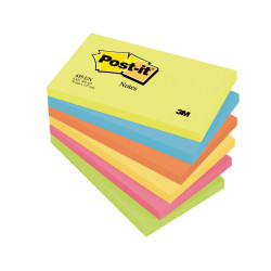 Taco de notas Post-it de 76 x 127 mm. en colores energía (6 tacos)