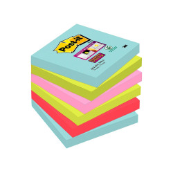 Taco de notas Post-it Super Sticky de 76 x 76 mm. colores Miami (6 tacos)
