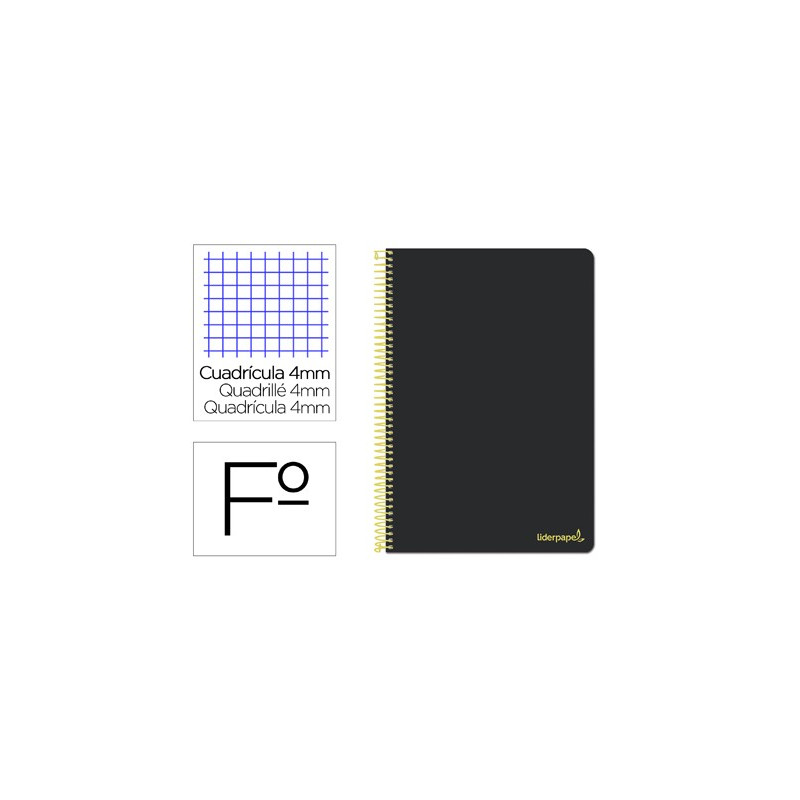 Cuaderno  SMART tamaño folio con cuadricula de 4 mm. NEGRO