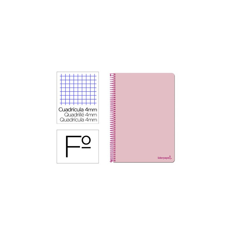 Cuaderno  SMART tamaño folio con cuadricula de 4 mm. ROSA