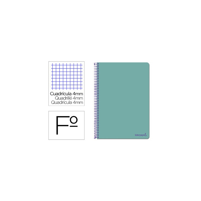 Cuaderno  SMART tamaño folio con cuadricula de 4 mm. TURQUESA