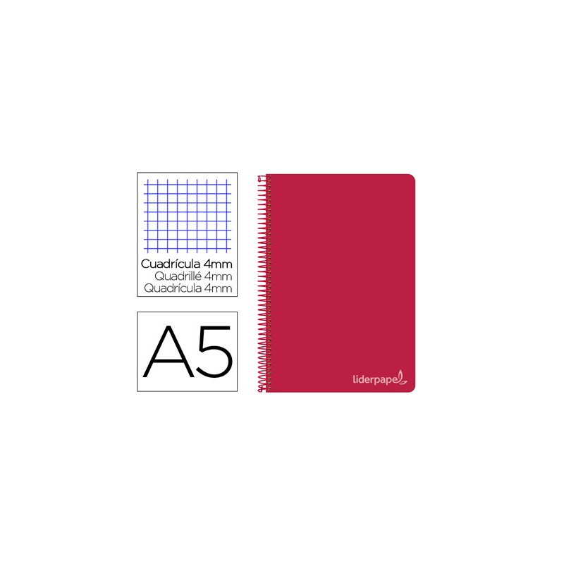 Cuaderno Witty tamaño cuarto con cuadricula de 4 mm color rojo