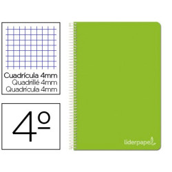 Cuaderno Witty tamaño cuarto con cuadricula de 4 mm color verde