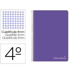 Cuaderno Witty tamaño cuarto con cuadricula de 4 mm color violeta