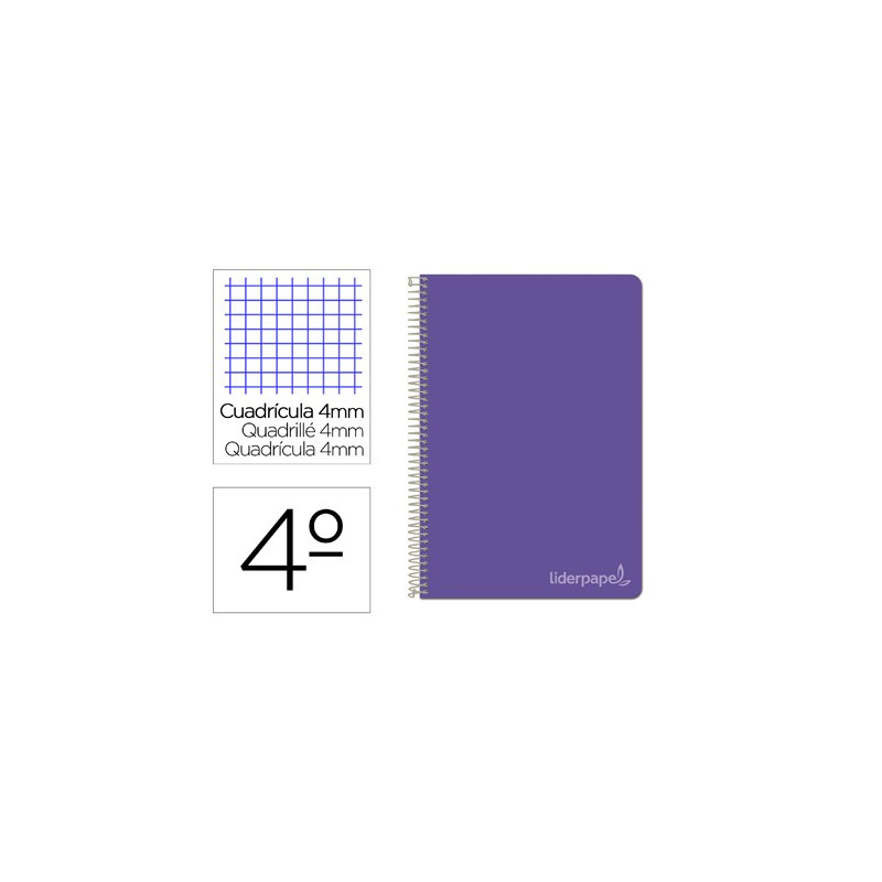 Cuaderno Witty tamaño cuarto con cuadricula de 4 mm color violeta
