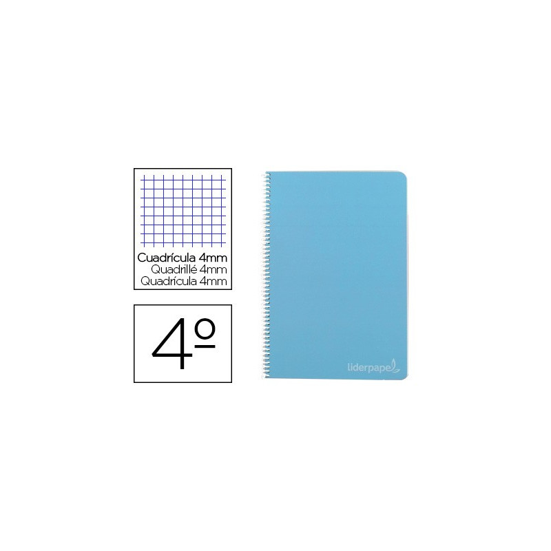Cuaderno Witty tamaño cuarto con cuadricula de 4 mm color celeste