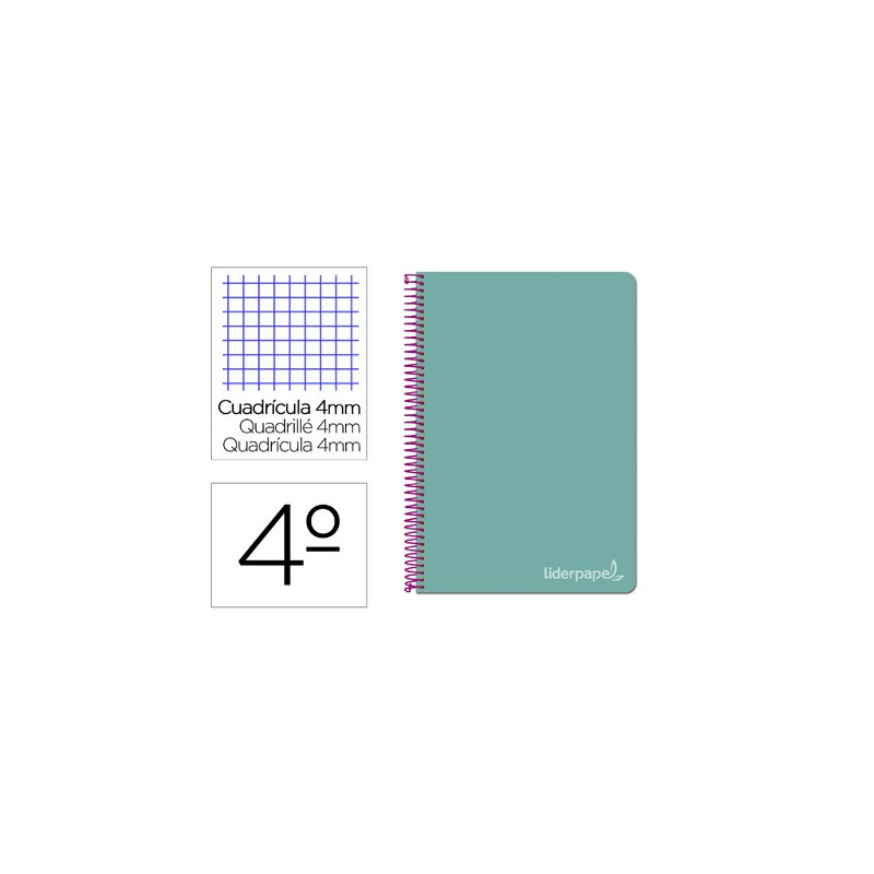 Cuaderno Witty tamaño cuarto con cuadricula de 4 mm color turquesa