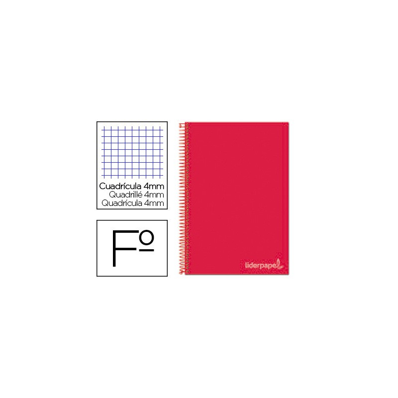 Cuaderno Witty tamaño folio con cuadricula de 4 mm color rojo